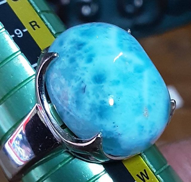 แหวนเงิน หัวแหวนลาริม่า ลาริม่าหนัก27.04ct. สวยงามมาก รูปที่ 10