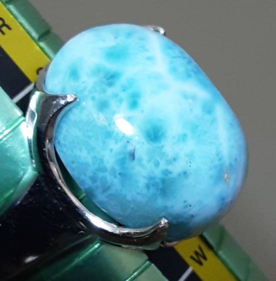 แหวนเงิน หัวแหวนลาริม่า ลาริม่าหนัก27.04ct. สวยงามมาก รูปที่ 16