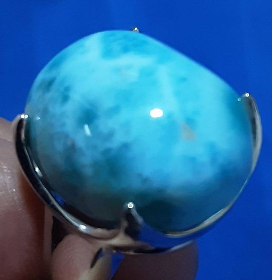 แหวนเงิน หัวแหวนลาริม่า ลาริม่าหนัก27.04ct. สวยงามมาก รูปที่ 4