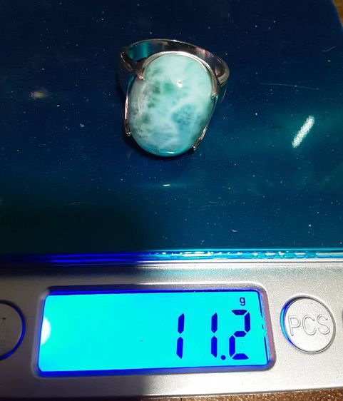 แหวนเงิน หัวแหวนลาริม่า ลาริม่าหนัก27.04ct. สวยงามมาก รูปที่ 8