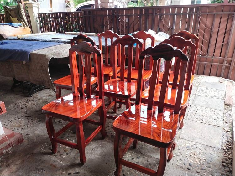 เก้าอี้ตั้งข้างห้อง/เก้าอี้โต๊ะอาหาร เก้าอี้ไม้ พื้นนั่งไม้แผ่นเดียว  (ราคา-ตัว)