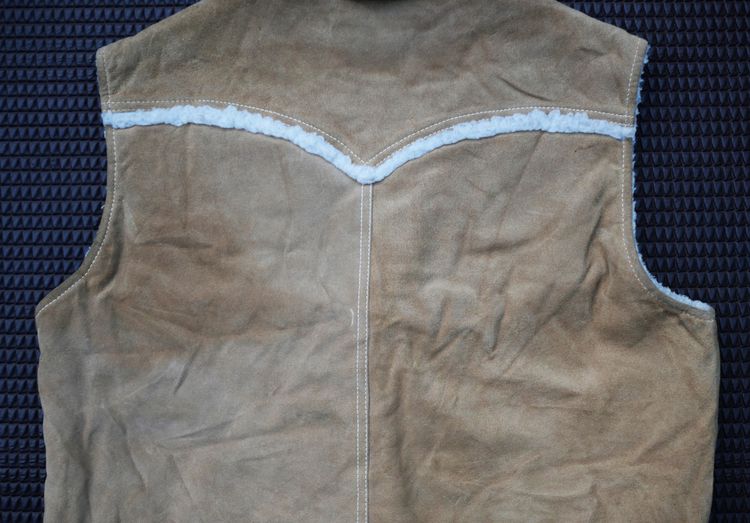 1970s Levis Orange Tab Suede Fleece Lined Winter Vest Size Large  รูปที่ 5