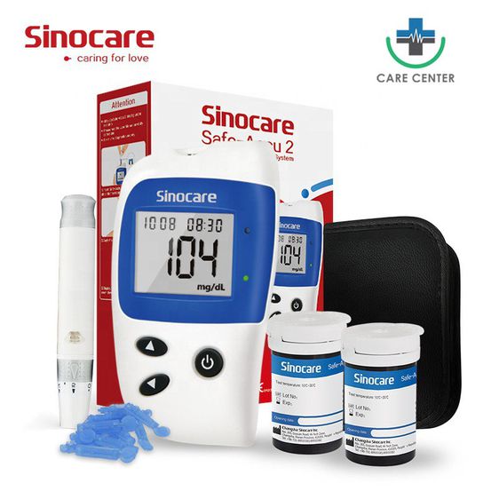 อุปกรณ์เพื่อสุขภาพ 🔥ของแท้ รับประกัน 3 ปี 🔥เครื่องวัดน้ำตาลในเลือด (หน่วยวัด mg dl) Sinocare Safe-Accu 2 เครื่องตรวจเบาหวาน วัดเบาหวาน