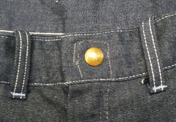 Mens Vtg USA TOUGHSKINS Union Made Heavy Denim Blue Carpenter Jeans workwear trouser denim double nee Scovill zipper  รูปที่ 3