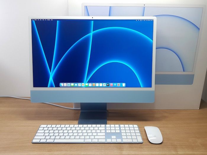 Apple แมค โอเอส 8 กิกะไบต์ อื่นๆ ใช่ iMac (Retina4.5K 24-inch ,2021) M1 8-Core CPU 7-Core GPU SSD 256Gb Ram 8Gb Blue ครบกล่อง มีประกัน