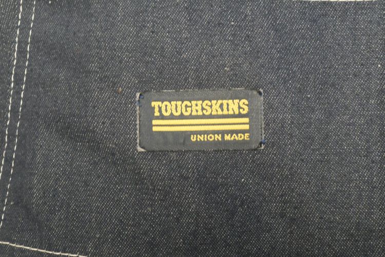 Mens Vtg USA TOUGHSKINS Union Made Heavy Denim Blue Carpenter Jeans workwear trouser denim double nee Scovill zipper รูปที่ 1