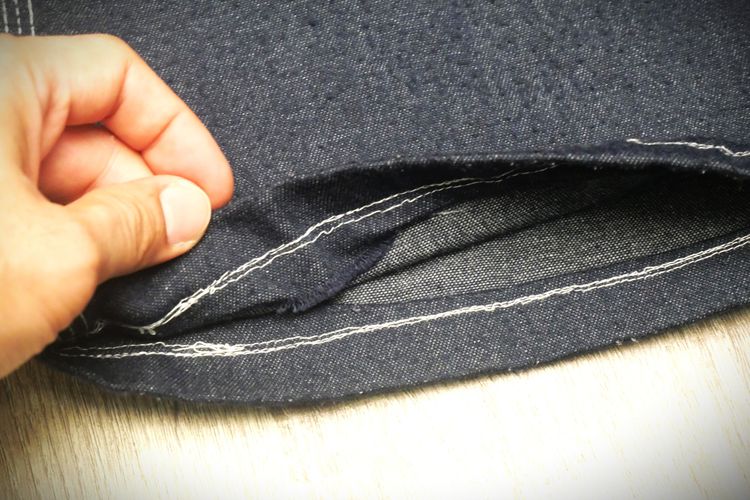 Mens Vtg USA TOUGHSKINS Union Made Heavy Denim Blue Carpenter Jeans workwear trouser denim double nee Scovill zipper รูปที่ 5
