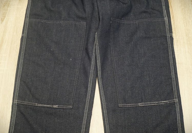 Mens Vtg USA TOUGHSKINS Union Made Heavy Denim Blue Carpenter Jeans workwear trouser denim double nee Scovill zipper รูปที่ 7