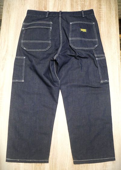 Mens Vtg USA TOUGHSKINS Union Made Heavy Denim Blue Carpenter Jeans workwear trouser denim double nee Scovill zipper รูปที่ 9