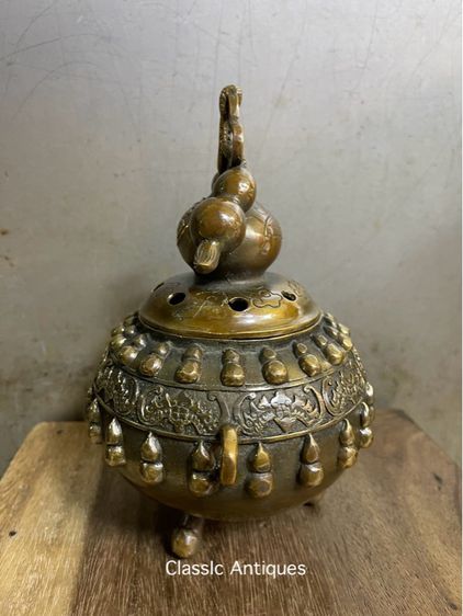 กระถาง กำยาน ลายน้ำเต้าทองเหลือง A13 รูปที่ 5