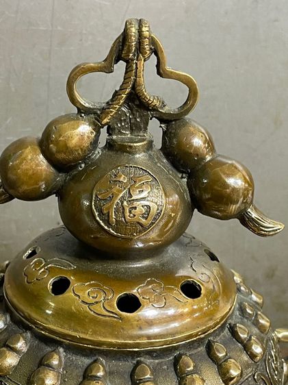 กระถาง กำยาน ลายน้ำเต้าทองเหลือง A13 รูปที่ 6