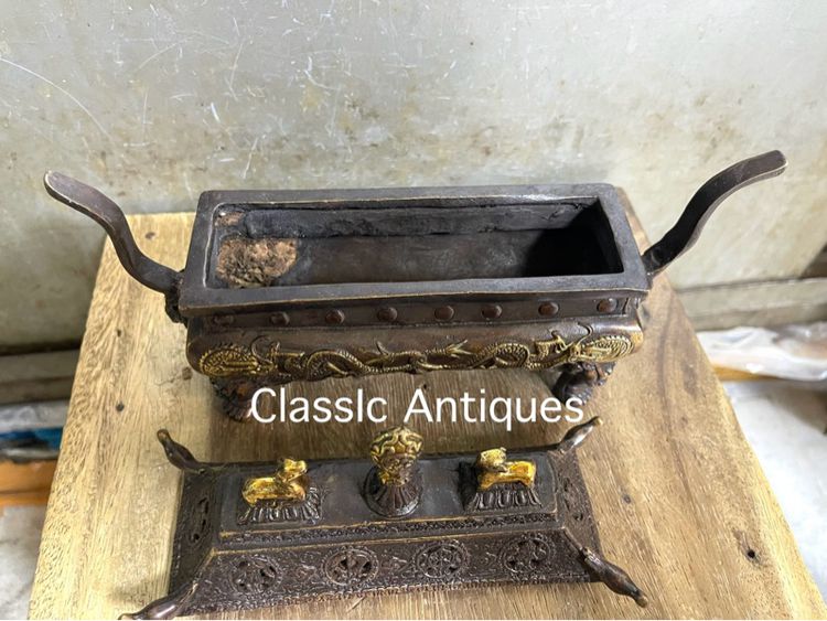 กระถาง กำยาน ลายของมงคล8อย่าง ทองเหลืองสะสมA74 รูปที่ 6