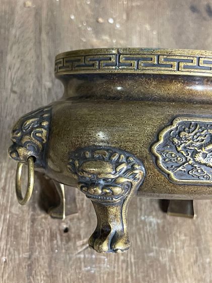 กระถาง หัวสิงห์ ทองเหลืองสะสม A11 รูปที่ 9