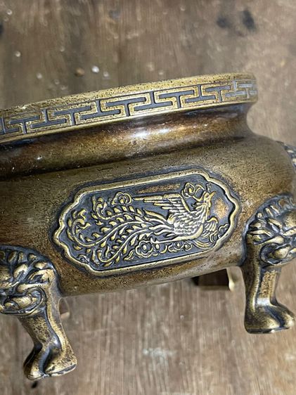 กระถาง หัวสิงห์ ทองเหลืองสะสม A11 รูปที่ 7