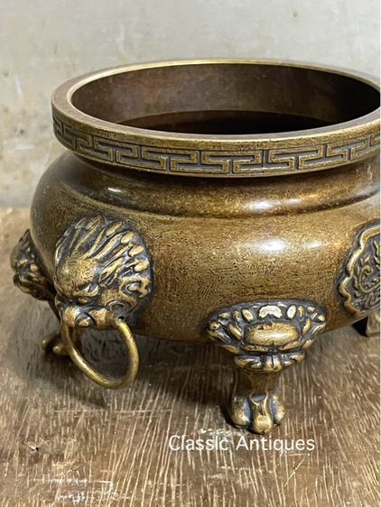 กระถาง หัวสิงห์ ทองเหลืองสะสม A11 รูปที่ 5