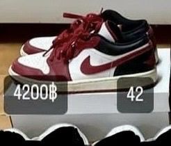Nike UK 8 | EU 42 | US 9.5 แดง Jordan 1 low “Reverse Black Toe” ❤️🤍🖤