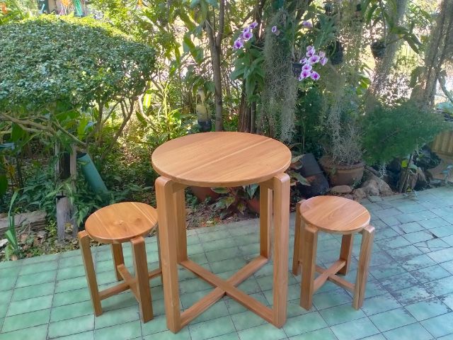 ขายชุดโต๊ะกาแฟพร้อมเก้าอี้4ตัวงานไม้สักเคลือบสีไม้ธรรมชาติ รูปที่ 2