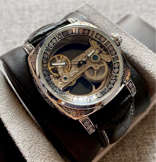 อื่นๆ เงิน Automatic Skeleton Luxury Watch 