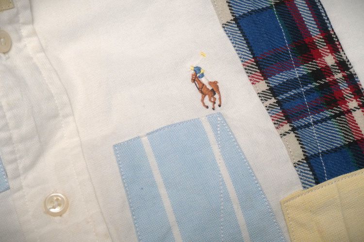 เสื้อเชิ้ต M อื่นๆ แขนสั้น Polo Ralph Lauren Cotton Patchwork Oxford Shirt 