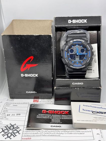 G-Shock ดำ GA-100 ⚫️🔵  อุปกรณ์ครบ กรอบสายใหม่สวยๆคุ้มๆ
