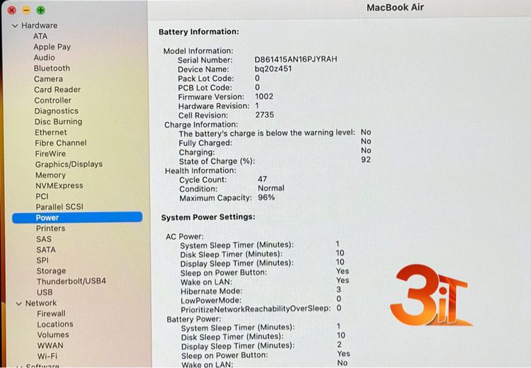 MacBook Air M1 2020  รอบชาร์จ47รอบ รูปที่ 7
