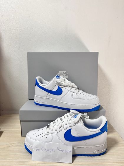 รองเท้าผ้าใบ หนัง PU UK 9 | EU 43 1/3 | US 9.5 ขาว Nike air force1 white blue