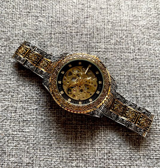 Automatic Vintage Watch นาฬิกาออโต้ หน้าปัดแกะสลักลายพิเศษ  รูปที่ 2