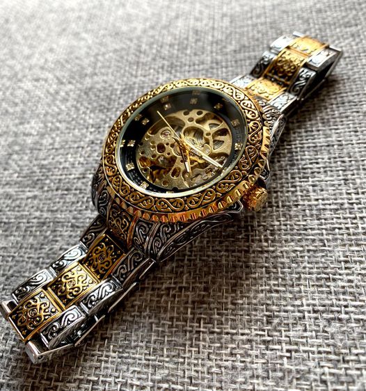 Automatic Vintage Watch นาฬิกาออโต้ หน้าปัดแกะสลักลายพิเศษ  รูปที่ 5