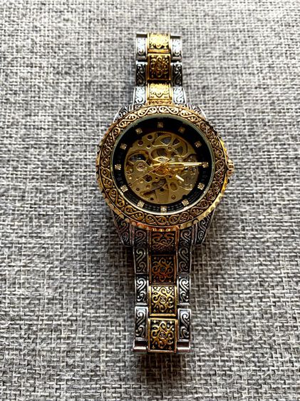 Automatic Vintage Watch นาฬิกาออโต้ หน้าปัดแกะสลักลายพิเศษ  รูปที่ 3
