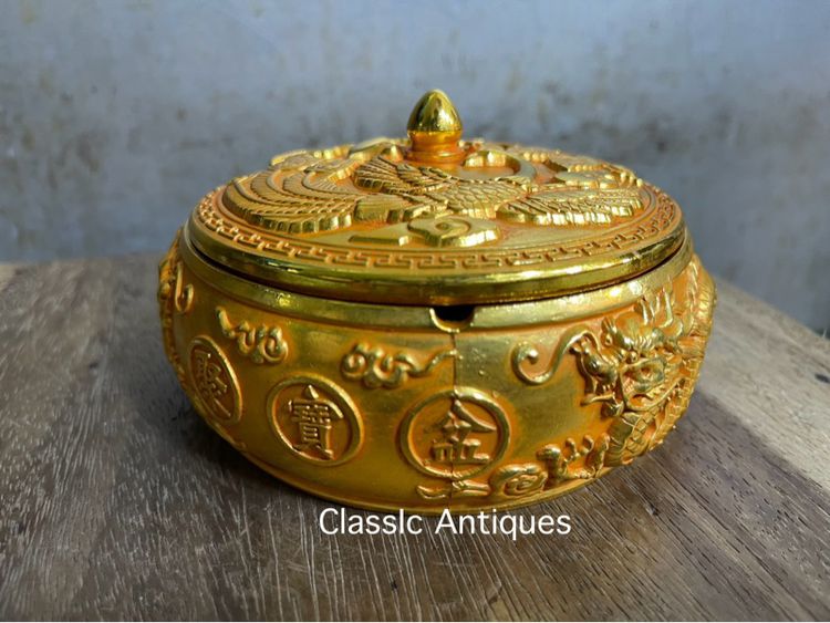 โถ ฝากะไหล่ทอง ลายนกฟีนิกซ์ มังกรA14 รูปที่ 7