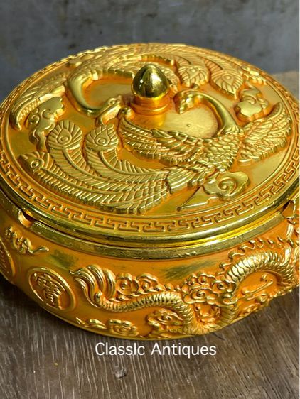 โถ ฝากะไหล่ทอง ลายนกฟีนิกซ์ มังกรA14 รูปที่ 10