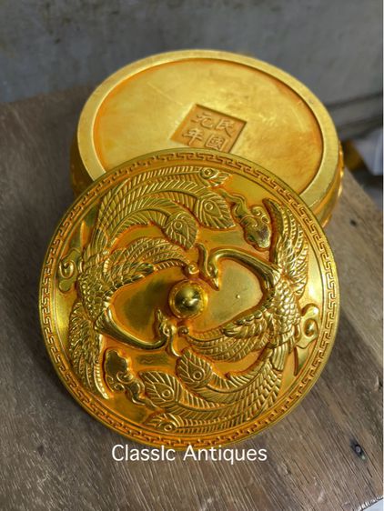 โถ ฝากะไหล่ทอง ลายนกฟีนิกซ์ มังกรA14 รูปที่ 13