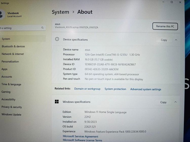💻Asus Vivobook 16 X1605ZA Core i5 Gen 12 Ram 16GB SSD 256 GB ประกันศูนย์ 2 ปี หน้าจอใหญ่    รูปที่ 7
