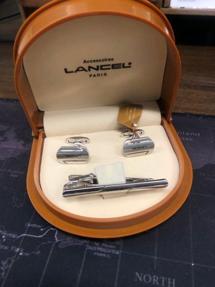 Unused vintage LANCEL Tie clip  Cufflinks  ที่หนึบเนคไท และคัฟลิงค์