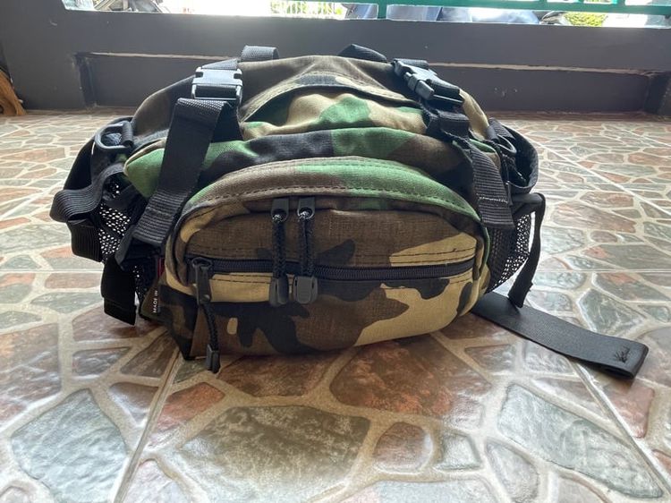 กระเป๋าคาดเอวลายพรางทหารของอเมริกา Military Waist Bag BBC Camouflage Woodland Made In Usa รูปที่ 1