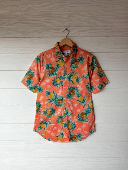OLD NAVY  เสื้อฮาวายอเมริกาผ้าcotton สีส้ม ลายสับปะรดและต้นมะพร้าว รูปที่ 2