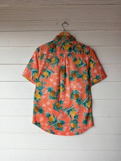 OLD NAVY  เสื้อฮาวายอเมริกาผ้าcotton สีส้ม ลายสับปะรดและต้นมะพร้าว รูปที่ 3