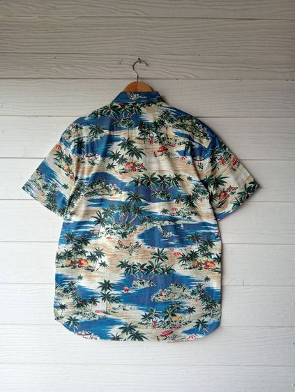 J.CREW MERCANTILE  เสื้อฮาวายอเมริกาผ้า cotton สีฟ้าครีม ลายเกาะและต้นมะพร้าว รูปที่ 3