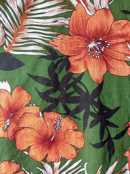 JOGAL  เสื้อฮาวายอเมริกาผ้าcottonผสมrayon สีเขียว ลายดอกไม้ รูปที่ 4