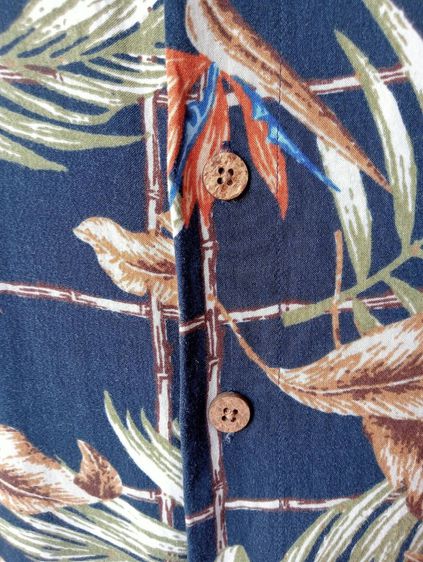 puritan  เสื้อฮาวายอเมริกาผ้าrayon สีกรม ลายต้นไผ่และใบไม้ รูปที่ 6