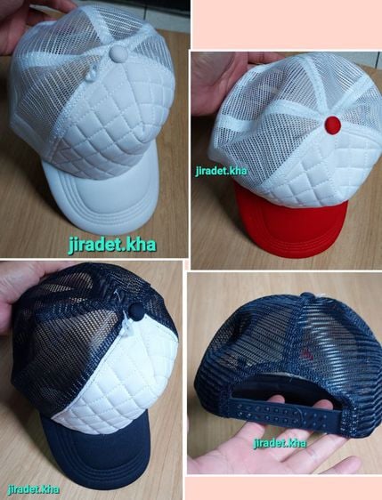 หมวกแก๊ปแบบเรียบ มีสินค้า สีขาว สีแดง สีน้ำเงิน เป็นสินค้าใหม่ เนื้อผ้าคุณภาพดี ระบายอากาศได้ดี ด้านหลังมีตัวเลื่อนปรับระดับได้ (ของใหม่)