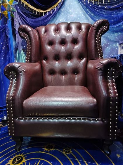 เก้าอี้ Wing chair โซฟาวินเทจ หนัง สีน้ำตาล รูปที่ 11