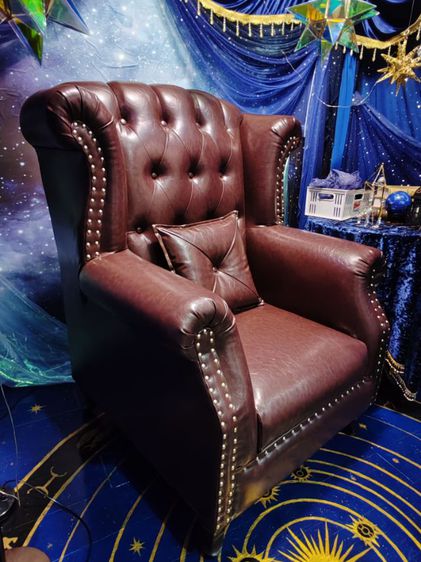 เก้าอี้ Wing chair โซฟาวินเทจ หนัง สีน้ำตาล รูปที่ 8