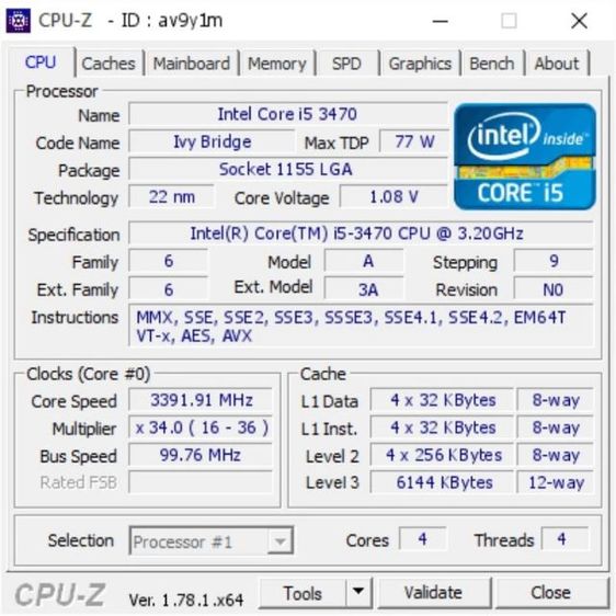 CPU 1155 I5 3470 3.4GHZ 4C4T รูปที่ 5