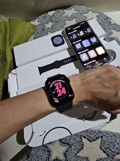 Apple Watch S7 41MM GPSสีดำมือ2สภาพสวยดีครบกล่องรับเทินรับบัตรเครดิตด้วยจ้า รูปที่ 8