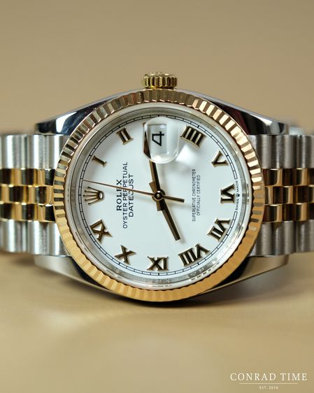 Rolex Datejust 126233 White Roman Dial Fluted Bezel Two-Tone Jubilee 2021 36mm. รูปที่ 2