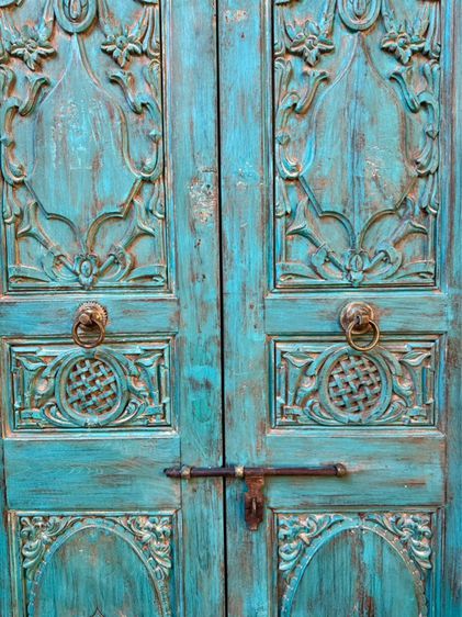 ประตูไม้สีฟ้าวินเทจแกะสลักลายอังกฤษ รูปที่ 7