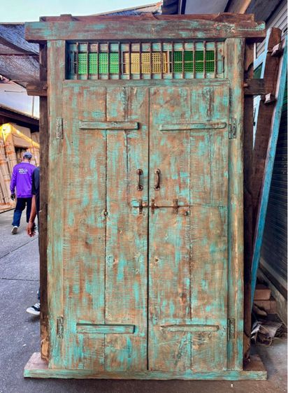 ประตูไม้สีฟ้าวินเทจแกะสลักลายอังกฤษ รูปที่ 12