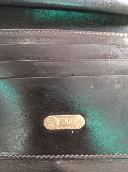 กระเป๋าสตางค์หนังแท้สีน้ำตาลริ้วดำ Fendi รูปที่ 5