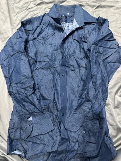 SUIT SELECT Button Down Check Shirt (Blue) เสื้อเชิ้ตน้ำเงินลายจุด size L รูปที่ 1